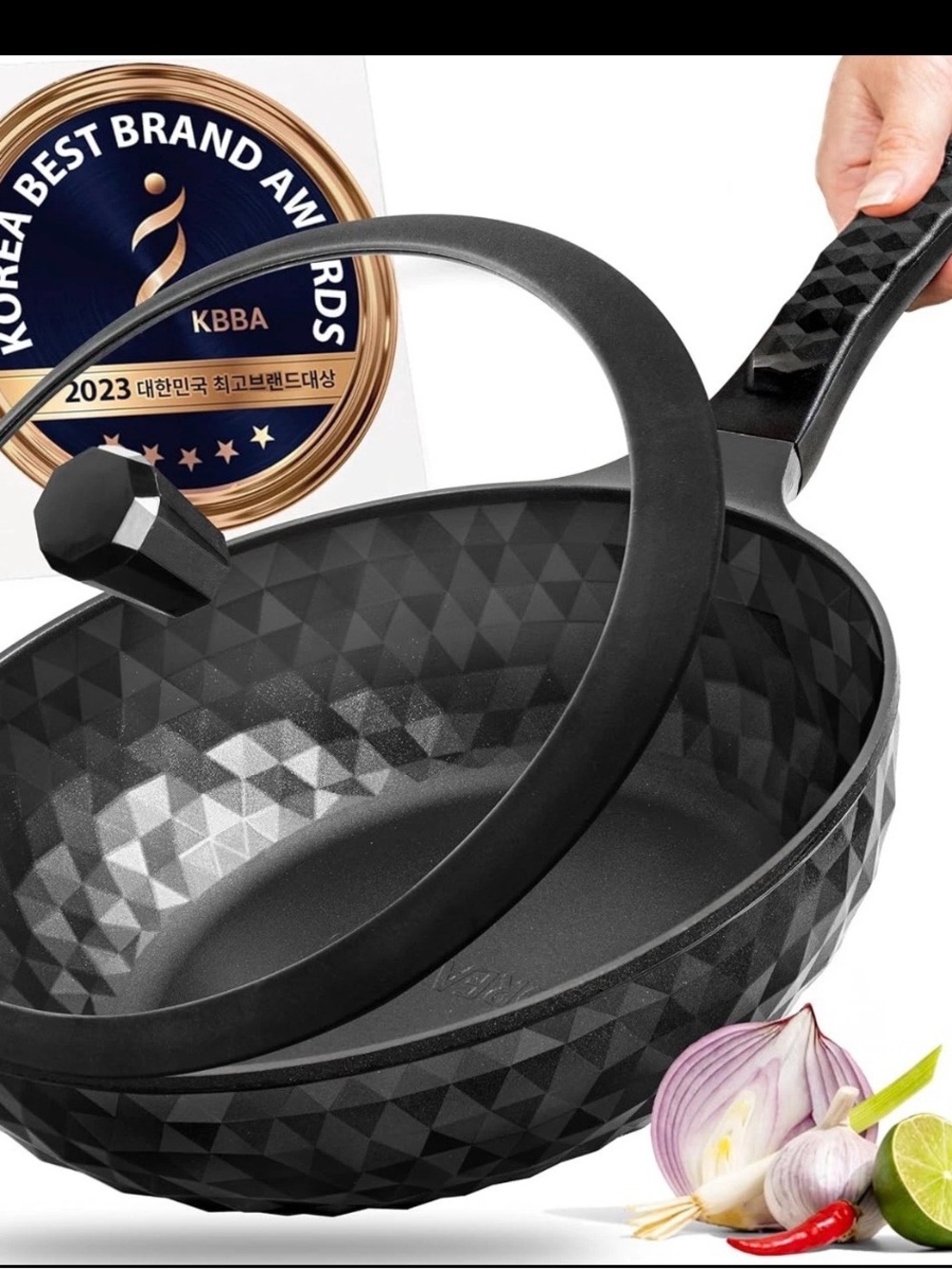 Nonstick Wok Pan Green Shield Stir Fry Cooking Healthier Durable Easy Clean 500F